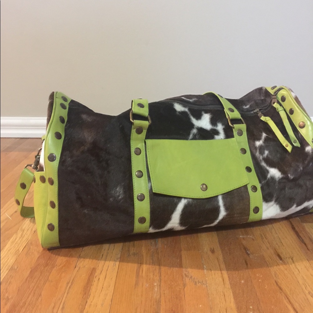 Cow hide duffel bag